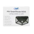 LED aurinkolamppu PNI GreenHouse WS10, 100 lediä, 600 lm, PIR kulma 120 astetta, akku 1800 mAh, seinäasennus - PNI tuotteet - 5949066535710 - 13