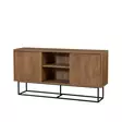Moderni ja Teollinen Konsoli - 100% Melamiinipinnoitettu - Pähkinä Musta - Metalli Jalat - 140x72x36 cm - Lipastot ja senkit - 8682870773370 - 1