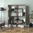 Moderni Kirjahylly, Pähkinä-Musta, 100% Melamiinipinnoitettu, 120x156x22 cm, Useita Hyllyjä, Kiinnitettävä Seinäasennus - Kirjahyllyt - 8681875670370 - 3