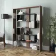 Moderni Kirjahylly, Pähkinä-Musta, 100% Melamiinipinnoitettu, 120x156x22 cm, Useita Hyllyjä, Kiinnitettävä Seinäasennus - Kirjahyllyt - 8681875670370 - 2