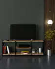 Moderni Musta TV-taso - 124x46x26 cm - Kestävä Metalli- ja Melamiinipinnoite - Monikäyttöinen Säilytysratkaisu - TV-tasot - 8683743247240 - 1