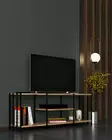 Moderni Musta TV-taso - 124x46x26 cm - Kestävä Metalli- ja Melamiinipinnoite - Monikäyttöinen Säilytysratkaisu - TV-tasot - 8683743247240 - 3