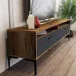 Moderni TV-taso, 180 cm, Pähkinä-Antrasiitti, 100% Melamiinipinnoitettu, Useita Hyllyjä, Metallijalat, 18 mm Paksuus - TV-tasot - 8683342718950 - 5