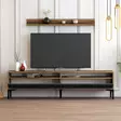 Moderni TV-taso, 180 cm, Pähkinä-Antrasiitti, 100% Melamiinipinnoitettu, Useita Hyllyjä, Metallijalat, 18 mm Paksuus - TV-tasot - 8683342718950 - 4