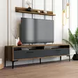 Moderni TV-taso, 180 cm, Pähkinä-Antrasiitti, 100% Melamiinipinnoitettu, Useita Hyllyjä, Metallijalat, 18 mm Paksuus - TV-tasot - 8683342718950 - 3