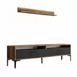 Moderni TV-taso, 180 cm, Pähkinä-Antrasiitti, 100% Melamiinipinnoitettu, Useita Hyllyjä, Metallijalat, 18 mm Paksuus - TV-tasot - 8683342718950 - 1