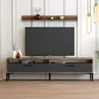 Moderni TV-taso, 180 cm, Pähkinä-Antrasiitti, 100% Melamiinipinnoitettu, Useita Hyllyjä, Metallijalat, 18 mm Paksuus - TV-tasot - 8683342718950 - 2