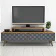 Moderni TV-taso, Pähkinä Chalcedony, 140x48,8x41,8 cm, 100% Melamiinipinnoitettu, Useita Hyllyjä, Seinäkiinnitys - TV-tasot - 8681875184440 - 4