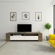 Moderni TV-taso, Pähkinä Valkoinen, 100% Melamiinipinnoitettu, 155x35x35 cm, Useita Hyllyjä, Lisäsäilytystilaa - TV-tasot - 8681875445060 - 2