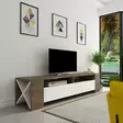 Moderni TV-taso, Pähkinä Valkoinen, 100% Melamiinipinnoitettu, 155x35x35 cm, Useita Hyllyjä, Lisäsäilytystilaa - TV-tasot - 8681875445060 - 4