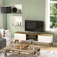 Moderni TV-taso, Valkoinen Pähkinä, 180x53x35 cm, 100% Melamiinipinnoitettu, Useita Hyllyjä, Kiinnitettävä Seinäasennus - TV-tasot - 8681875507720 - 2