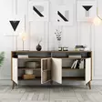 Monikäyttöinen Konsoli - 100% Melamiinipinnoitettu Lastulevy, Pähkinä-Kerma, 160x78x35 cm, Muovijalat, Lisäsäilytystila - Lipastot ja senkit - 8683743027910 - 5