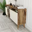 Monikäyttöinen Konsoli - 100% Melamiinipinnoitettu Lastulevy, Pähkinä-Kerma, 160x78x35 cm, Muovijalat, Lisäsäilytystila - Lipastot ja senkit - 8683743027910 - 4