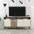 Monikäyttöinen Konsoli - 100% Melamiinipinnoitettu Lastulevy, Pähkinä-Kerma, 160x78x35 cm, Muovijalat, Lisäsäilytystila - Lipastot ja senkit - 8683743027910 - 6