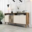 Monikäyttöinen Konsoli - 100% Melamiinipinnoitettu Lastulevy, Pähkinä-Kerma, 160x78x35 cm, Muovijalat, Lisäsäilytystila - Lipastot ja senkit - 8683743027910 - 3