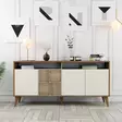 Monikäyttöinen Konsoli - 100% Melamiinipinnoitettu Lastulevy, Pähkinä-Kerma, 160x78x35 cm, Muovijalat, Lisäsäilytystila - Lipastot ja senkit - 8683743027910 - 2