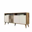 Monikäyttöinen Konsoli - 100% Melamiinipinnoitettu Lastulevy, Pähkinä-Kerma, 160x78x35 cm, Muovijalat, Lisäsäilytystila - Lipastot ja senkit - 8683743027910 - 1