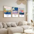 Monivärinen MDF-seinäkoriste, 3-osainen, 50x70 cm, massiivipuukehys, tyylikäs sisustustaulu, kodin taidegalleria - Taulut ja kehykset - 8684282725350 - 3