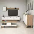 Olohuoneen Kalustesetti - Tammi Valkoinen - 100% Melamiinipinnoitettu - TV-taso, Hylly, Konsoli, Sohvapöytä - 18mm - Huonekalut - 8682870559110 - 3