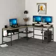 Opiskelupöytä Dore Musta - 100% Melamiinipinnoitettu Lastulevy, 18mm, 180x74x60cm, Hylly 115x11x20cm, 2 Pakettia - Työpöydät - 8684282258490 - 1