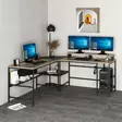 Opiskelupöytä Dore Musta - 100% Melamiinipinnoitettu Lastulevy, 18mm, 180x74x60cm, Hylly 115x11x20cm, 2 Pakettia - Työpöydät - 8684282258490 - 2