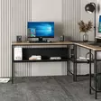 Opiskelupöytä Dore Musta - 100% Melamiinipinnoitettu Lastulevy, 18mm, 180x74x60cm, Hylly 115x11x20cm, 2 Pakettia - Työpöydät - 8684282258490 - 5