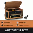 Puinen retrolevysoitin, jossa on Bluetooth®, DAB+/FM-radio, USB-koodaus, CD-soitin, kasettisoitin ja sisäänrakennetut kaiuttimet. - Levysoittimet ja neulat - 8711902082910 - 75