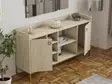 Travertiininvärinen Konsoli - 100% Melamiinipinnoitettu Lastulevy, Useita Hyllyjä, Metallijalat, 160x85x40 cm - Lipastot ja senkit - 8684283057320 - 4