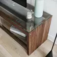 TV-taso 100% mäntyä, pähkinänvärinen, 8mm karkaistu lasi, 140x45x40cm, useita hyllyjä, seinäkiinnitysmahdollisuus - TV-tasot - 8681875832020 - 4
