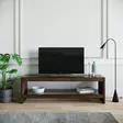 TV-taso 100% mäntyä, pähkinänvärinen, 8mm karkaistu lasi, 140x45x40cm, useita hyllyjä, seinäkiinnitysmahdollisuus - TV-tasot - 8681875832020 - 3