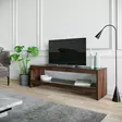 TV-taso 100% mäntyä, pähkinänvärinen, 8mm karkaistu lasi, 140x45x40cm, useita hyllyjä, seinäkiinnitysmahdollisuus - TV-tasot - 8681875832020 - 2
