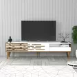 TV-taso, Huonekalut, Pähkinä Valkoinen, 100% Melamiinipinnoitettu Lastulevy, 180x35x45 cm, Muovikahva, Muovijalat - TV-tasot - 8684282088240 - 2