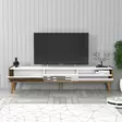 TV-taso, Huonekalut, Pähkinä Valkoinen, 100% Melamiinipinnoitettu Lastulevy, 180x35x45 cm, Muovikahva, Muovijalat - TV-tasot - 8684282088240 - 3