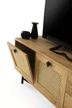 TV-taso, Huonekalut, Tammi Musta, 100% Melamiinipinnoitettu Lastulevy, 18mm, 140x60x40cm, 2 Vetolaatikkoa, Hyllyt, Seinäkiinnitys - TV-tasot - 8682870168640 - 4