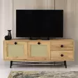 TV-taso, Huonekalut, Tammi Musta, 100% Melamiinipinnoitettu Lastulevy, 18mm, 140x60x40cm, 2 Vetolaatikkoa, Hyllyt, Seinäkiinnitys - TV-tasot - 8682870168640 - 2