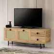 TV-taso, Huonekalut, Tammi Musta, 100% Melamiinipinnoitettu Lastulevy, 18mm, 140x60x40cm, 2 Vetolaatikkoa, Hyllyt, Seinäkiinnitys - TV-tasot - 8682870168640 - 3