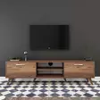 TV-taso, saksanpähkinä, 180 cm leveä, kestävä, tilava - TV-tasot - 8681875462470 - 4