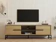 TV-taso Sapphire Oak - 100% Melamiinipinnoitettu Lastulevy, 160x50x40 cm, Useita Hyllyjä, Kiinnitettävä Seinäkiinnitys - TV-tasot - 8683743451470 - 3