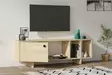 TV-taso, Tammi, 140x45x29 cm, 100% Melamiinipinnoitettu Lastulevy, Seinään Kiinnitettävä, Lisäsäilytystila, Useita Hyllyjä - TV-tasot - 8683743420650 - 4