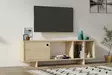 TV-taso, Tammi, 140x45x29 cm, 100% Melamiinipinnoitettu Lastulevy, Seinään Kiinnitettävä, Lisäsäilytystila, Useita Hyllyjä - TV-tasot - 8683743420650 - 3
