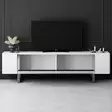 TV-taso, Valkoinen Hopea, 100% Melamiinipinnoitettu Lastulevy, 18 mm, Metallijalat, 180x50x30 cm, Tyylikäs ja Moderni - TV-tasot - 8684283557240 - 4