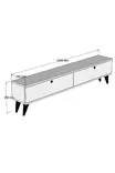TV-taso, valkoinen pähkinä, 100% melamiinipinnoitettu, 160x35x25 cm, useita hyllyjä, lisäsäilytystilaa, 2 pakettia - TV-tasot - 8681875449570 - 1