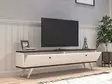 TV-taso, valkoinen pähkinä, 100% melamiinipinnoitettu, 160x35x25 cm, useita hyllyjä, lisäsäilytystilaa, 2 pakettia - TV-tasot - 8681875449570 - 4