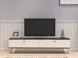TV-taso, valkoinen pähkinä, 100% melamiinipinnoitettu, 160x35x25 cm, useita hyllyjä, lisäsäilytystilaa, 2 pakettia - TV-tasot - 8681875449570 - 3