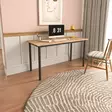 Työpöytä 140x78x55 cm, 100% Melamiinipinnoitettu Lastulevy, Metallijalat, Tammi-Musta, Kestävä ja Tyylikäs Design - Työpöydät - 8684282573920 - 2