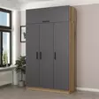 Tyylikäs ja Kestävä Vaatekaappi - Anthracite Dore, 100% Melamiinipinnoitettu, 135x235x52 cm, Useita Hyllyjä - Vaatekaapit - 8683742559450 - 2