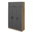 Tyylikäs ja Kestävä Vaatekaappi - Anthracite Dore, 100% Melamiinipinnoitettu, 135x235x52 cm, Useita Hyllyjä - Vaatekaapit - 8683742559450 - 6