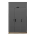 Tyylikäs ja Kestävä Vaatekaappi - Anthracite Dore, 100% Melamiinipinnoitettu, 135x235x52 cm, Useita Hyllyjä - Vaatekaapit - 8683742559450 - 5