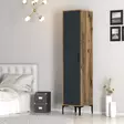Tyylikäs ja Kestävä Vaatekaappi - Pähkinä Antrasiitti, 100% Melamiinipinnoitettu, 18 mm, 40x47,5x201,4 cm - Vaatekaapit - 8684282088820 - 6