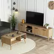Tyylikäs Olohuoneen Kalustesetti - Tammi - TV-taso 180x53x35 cm, Lipasto 180x35 cm, 2-Tasoinen Sohvapöytä 90x54x41,6 cm - Huonekalut - 8683742470830 - 2